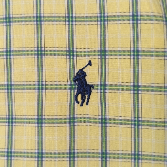 Ralph Lauren 90's Vintage Preppy Plaid Long Sleeve Button Down Shirt Yellow XL - Picture 3 of 12